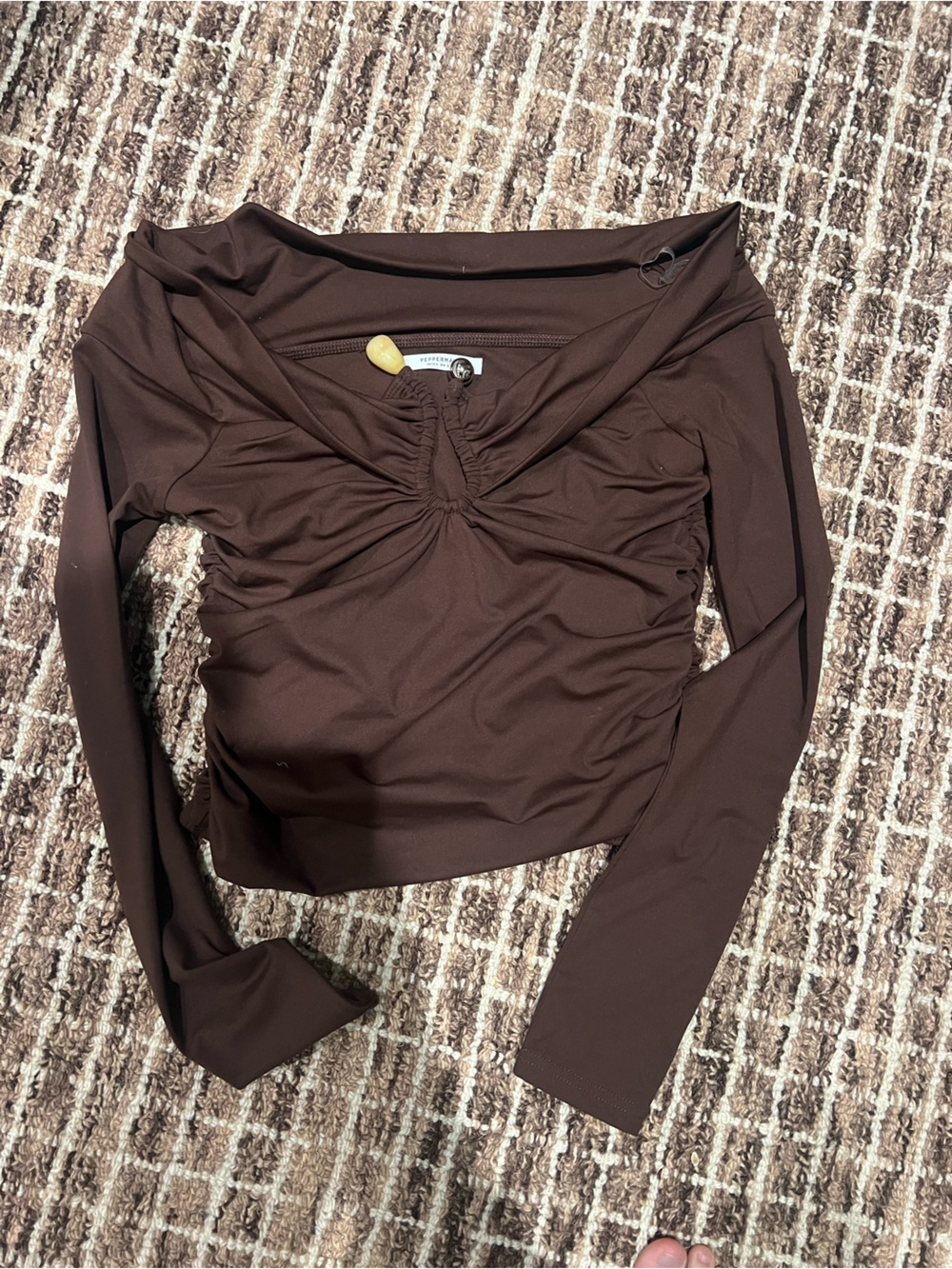 Peppermayo Brown Ruched Long Sleeve Top